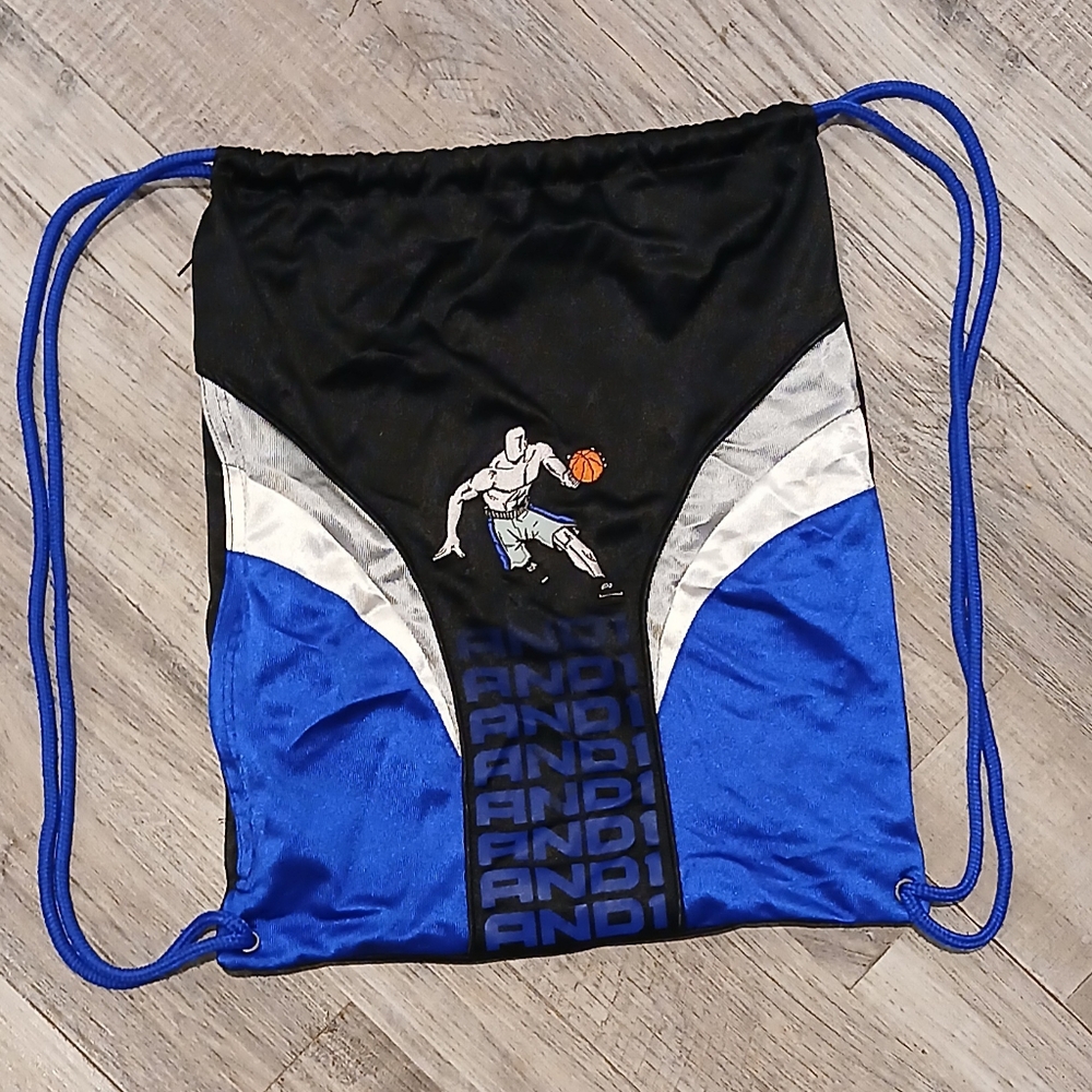 AND1 Blue and Black Drawstring Bag